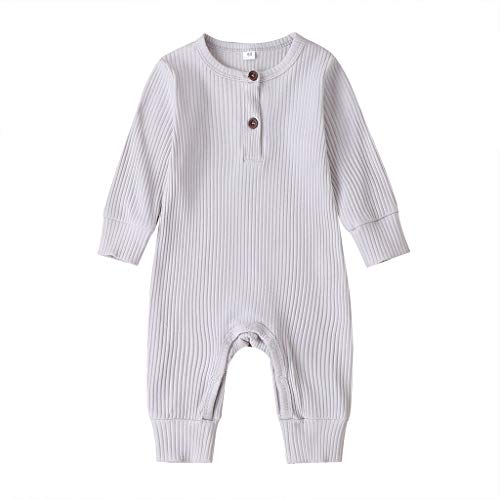 niceclould Newborn Baby Boy Girl Knitted Romper Jumpsuit Solid Long Sleeve Legging Bodysuit Playsuit Clothes Winter 0-18M (Silver Gray, 3-6 Months)