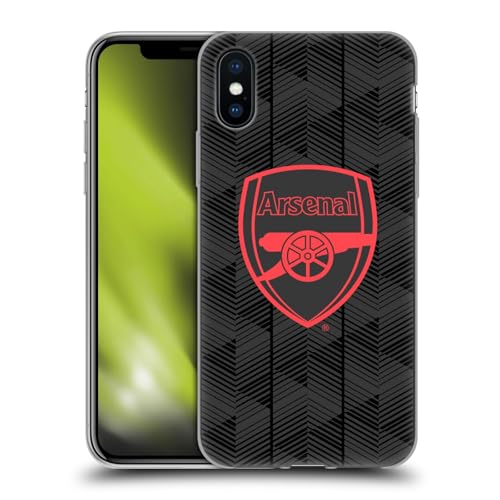 Head Case Designs Officially Licensed Arsenal FC Black Crest and Gunners Logo Gel Case [Military Grade Protection] Compatible with Apple iPhone X/iPhone XS and Compatible with MagSafe