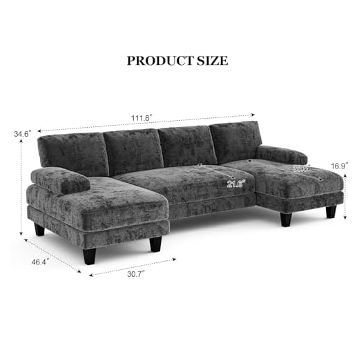 Txtin U Shaped Sectional Couch with Double Chaise