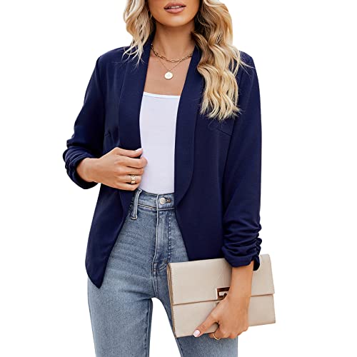 Image of POGTMM Women 3 /4 Sleeve Blazer Open Front Cardigan Jacket Work Office Blazer