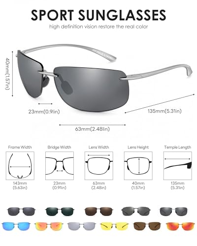 Image of JIM HALO Sport Sunglasses Men Womens TR90 Rimless for Driving Running Golf | Polarized /Non polarized,Lightweight,17g /0.6oz,Rectangle,Wrap Around,Cycling,Fishing,Outdoor Activities