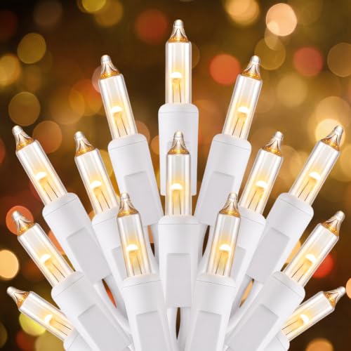 Minetom Warm White Christmas String Lights 100 Count 20 Feet, White Wire