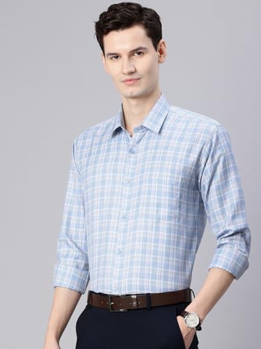Image of Majestic Man Men's Pure Cotton Slim Fit Checkred Full Sleeve Classic Collar Everyday Formal Shirt