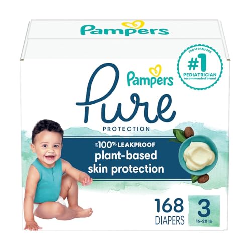 Image of Pampers Pure Protection Diapers - Size 3, One Month Supply (168 Count), Hypoallergenic Premium Disposable Baby Diapers