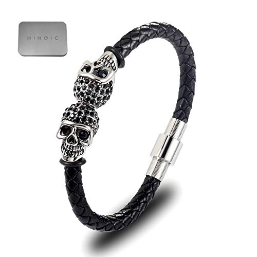 MINOIC Bracciale Uomo - Bracciale Pelle Uomo