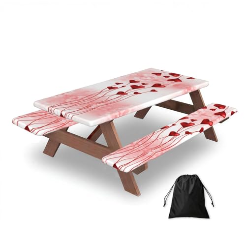 Housses de table pique-nique motif cœur cadeau idéal Saint-Valentin - 2