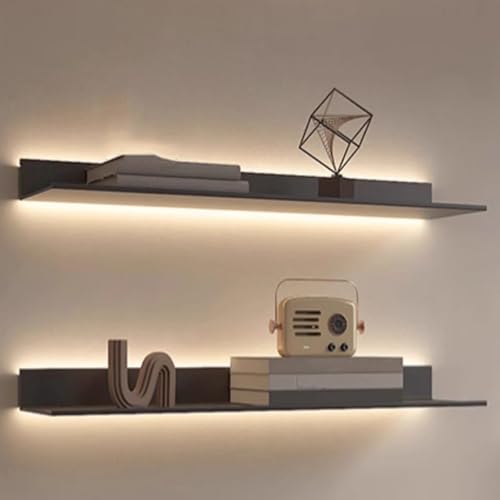 Étagère murale suspendue en métal avec LED 79 cm
