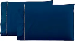 Kit 2 Fronhas Avulsas Percal Flex 200 Fios com Ponto Palito 70x50 Azul Marinho