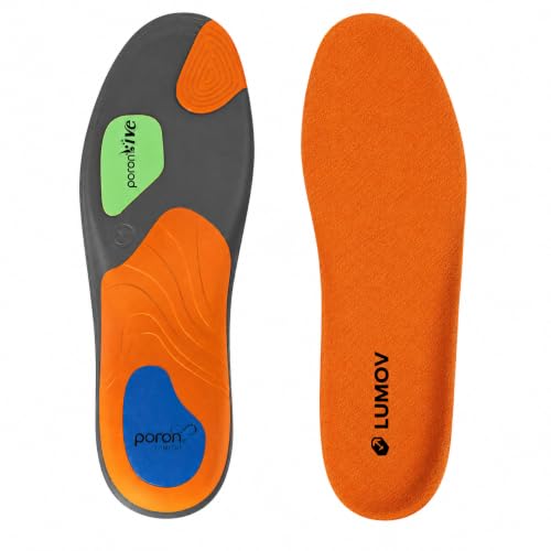 Image of Orthotic Insoles for Men & Women, Orange Nylon 5-Layer Poron, Gel & TPU Cushioning | Arch Support for Flat Feet, Plantar Fasciitis & Heel Spurs | Shock Absorbing, Trimmable | Pack of 2, Size XL