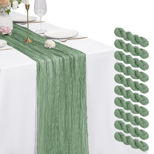 Lot de 10 Chemins de Table en Étamine, Chemin de Table Bohème en Gaze de 55 x 300 cm, Tissu Rustique en Gaze pour Mariages Festivals Remises de Diplôme...