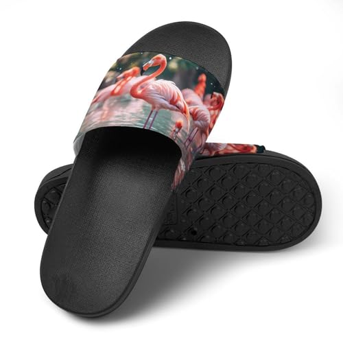 Flamingos Playing in Water House Sandals Non-Slip Bathroom Slippers Beach Summer Shoes for Men Women4