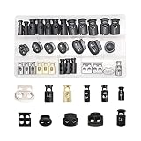 Hegebeck 66PCS Metal Cord Lock, Cord Drawstring Lock, Cord Lock Plastic and Cord Locks End Single Ho