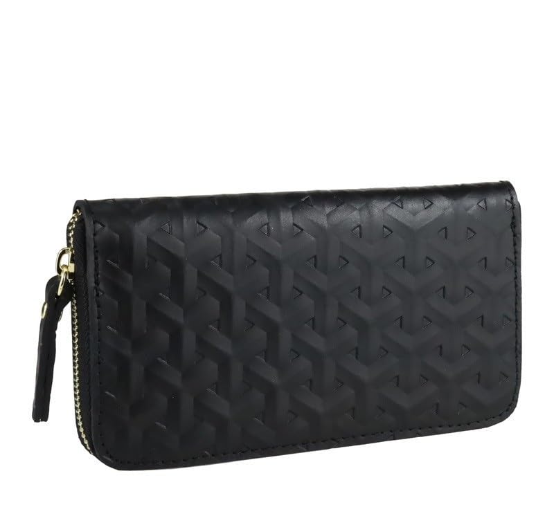 Made in Italy womens wallet Vera Pelle Italian Leather 8 cards (Black)