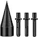 Produktbild mzoLife Holzspalter Bohrer Set 32mm, Spaltholzkegel Bohrkegel mit 3 Multifunktion Schaft, Stahl-Kegelbohrer Hochgeschwindigkeits Spiralkegel Bohrer für Splitter Holzspalter mit kleinerem Durchmesser