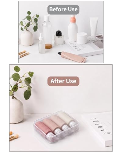 Image of Gemice Travel Bottles for Toiletries, Tsa Approved Travel 6oz Size Containers with Clear Bag, BPA Free Leak Proof Travel Tubs Refillable Liquid Travel Accessories for Cometic Shampoo Lotion