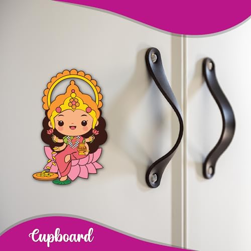 Image of Bhai Please Goddess Laxmi Wooden Fridge Magnet (Pack of 1) |Hindu God, Spiritual, Divine, Devotional, Housewarming Gift and Decorations (Goddess Laxmi)
