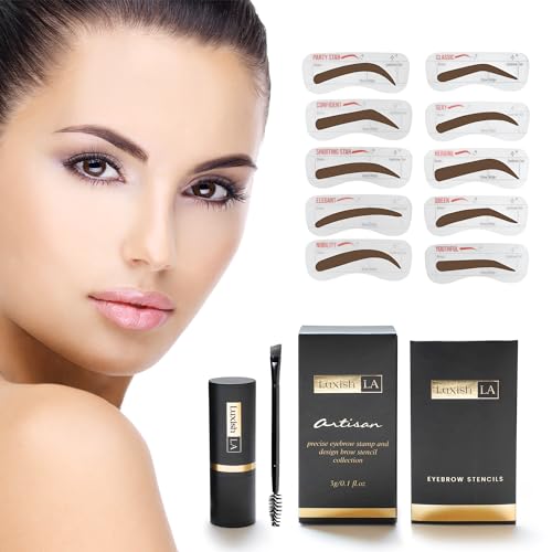 LUXSIHLA Eyebrow Stamp Kit & Eyebrow Stencils (Light Brown)
