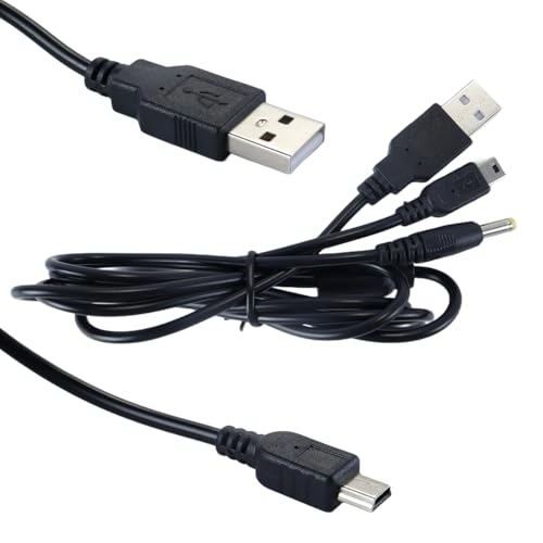 Hoite Cable de carga USB 2 en 1 negro para consolas de juegos (1000, 2000 y 3000)