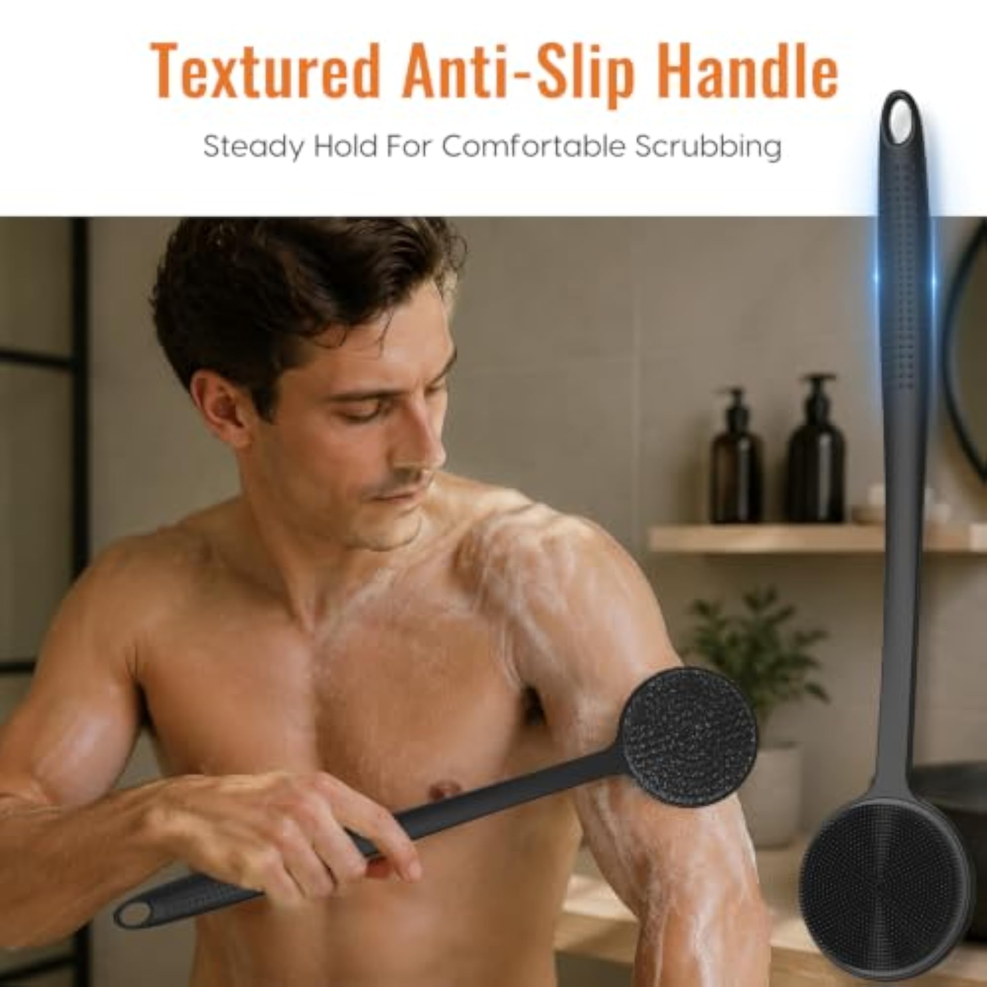 Silicone Back Scrubber for Shower, Exfoliating Brush