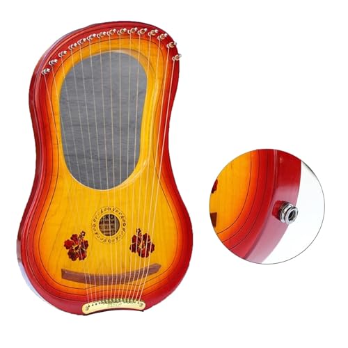YJKKZQLB Lyre Harp Portableは初心者向けラップハープ10、ピアノチューニングオーディオとスペアピアノ弦付き15弦(15弦、ライトエレクトリックボックス)