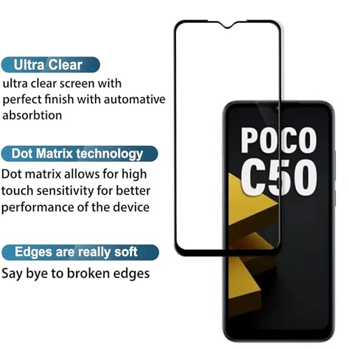 Image of DD SON Premium HD+ Tempered Glass Screen Protector Guard Compatible For Poco C50,C51 | Edge to Edge Coverage With Easy installation kit for Smartphone