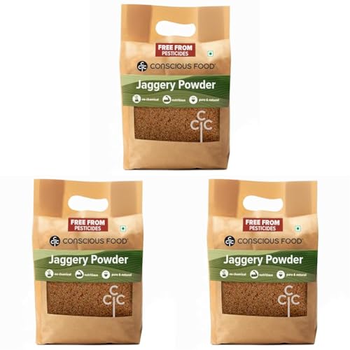 Image of Conscious Food Jaggery Powder, 1 kg | Pure, Natural & Chemical Free | Healthy Sugar Alternative | Gur, Gud Powder, Sharkara Bellam, Nattu Sakkarai, Vellam (Pack of 3)