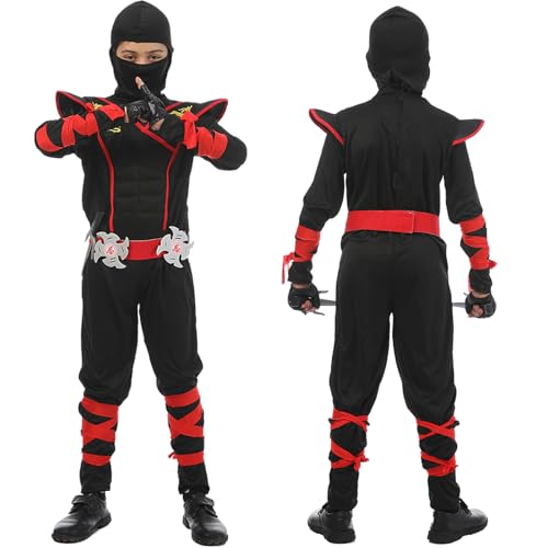 SATKULL Kids Ninja Costumes Set Halloween Ninja Cosplay Costume with Luxury Ninjas Accessories Toys for Boys Girls