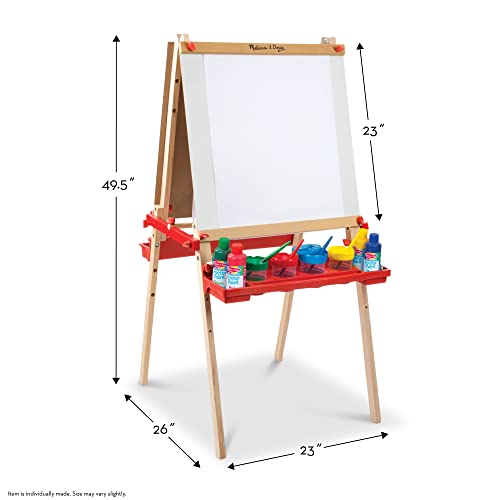 Melissa & Doug Deluxe Magnetic Standing Art Easel With Chalkboard, Dry-Erase Board, and 39 Letter and Number Magnets - Image 5