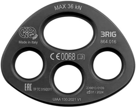 Kong Italy 3Rig Aluminum Rigging Plate, 3-Hole Anchor Plate for Rope Systems, Rescue & Climbing – Compact, Lightweight & High Strength, Made in Italy
