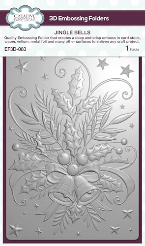 Creative Expressions Jingle Bells 5 in x 7 in 3D Embossing Folder, 5 x 7 in, Clear