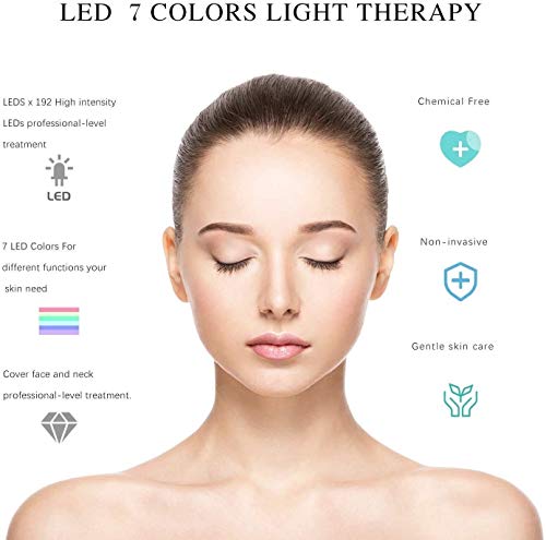 WQU 7 Color LED máscara Light Therapy Máscara de Terapia de Luz, 7 Colores Led de Belleza Facial Fotón Rejuvenecimiento… - Imagen 3