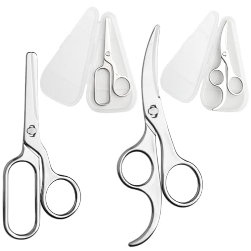 Image of Jasni 2-Pack All 304 Stainless Steel Baby Food Scissors Detachable Vegetables Meat Noodles Kitchen Shears for Infant Kids Anti-Rust Food-Grade Dishwasher Safe with Travel Storage Case