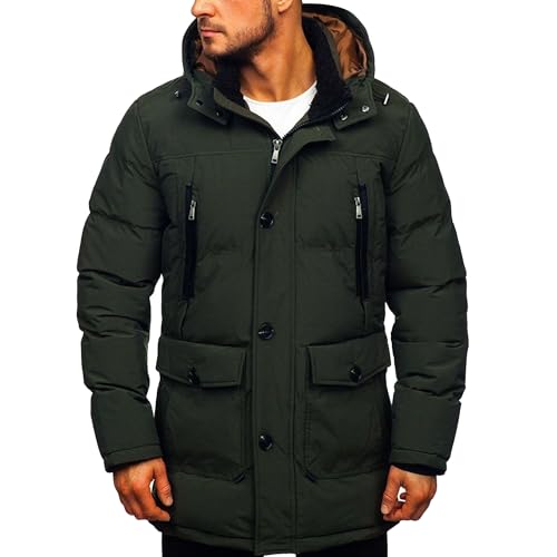 Parka épais pour homme DGKaxiyaHM veste bouffante d'hiver et manteau chaud en coton avec poches