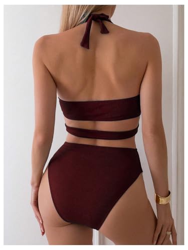 Milumia Women's Cut Out Ring Linked One Piece Bathing Suit Halter Neck Monokini Swimsuit3