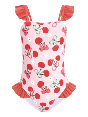 Image of DAXIANG Girls One Piece Ruffle Strap Swimsuit Quick Dry Mermaid Swimwear Beach Sport Bathing Suit for Toddler Kids 4-11 Years