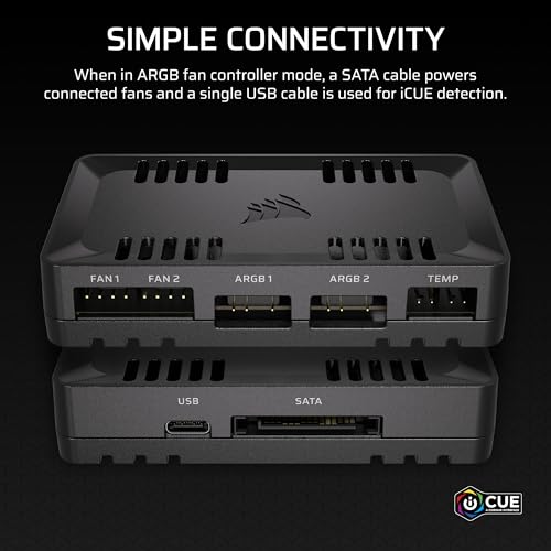 CORSAIR Commander Duo iCUE Link RGB Lighting and PWM ARGB Fan Controller – Control 12 Daisy-Chained PWM Fans, Two Flexible Temperature Sensors Included – Black by Corsair - Image 4