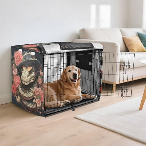 Housse de cage chien et chat motif crâne serpent rose imperméable