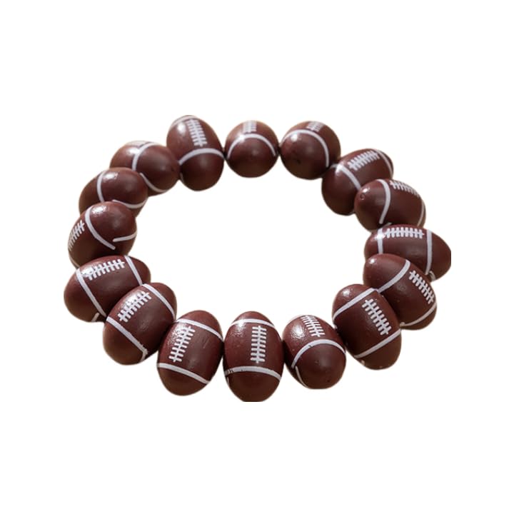 Sport Ball Bracelet for Men Women Cute Wooden Ball Beads Stretch Bracelet Football Tennis Basketball Baseball Soccer Sports Bracelet Game Day Accessories for Players Sport Fans Cheerleaders
