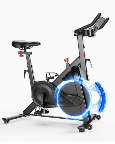 Lacuffy Exercise Bike Indoor Cycling Bike 136 kg Weight Capacity Magnetic Stationary Bike Fitness Spin Bike with LCD Display and APP for Home