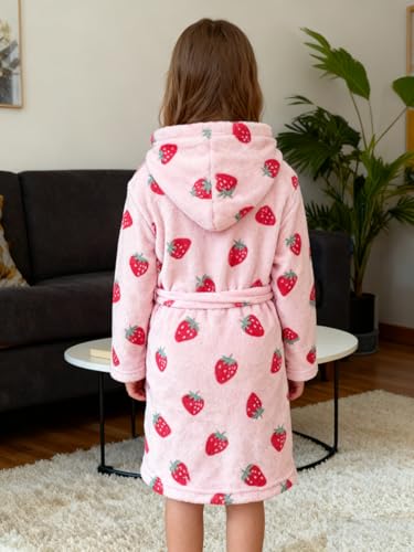 Image of Boys Girls Bathrobes,Toddler Boy Girl Robes,Children's Plush Soft Coral Fleece Hooded Pajamas Sleepwear for Kids