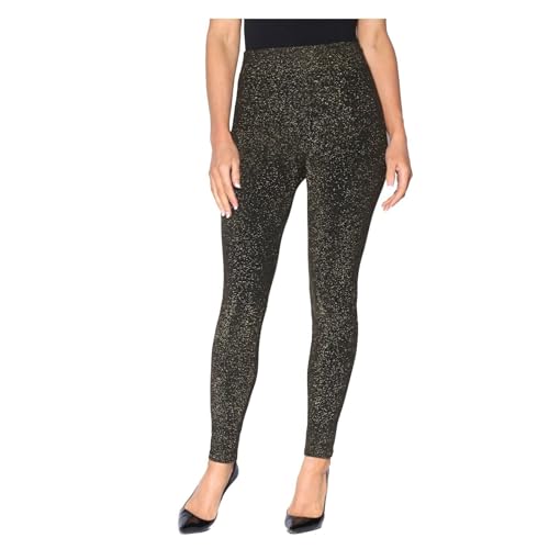 Missloved Leggings moulants en lurex métallique brillant à paillettes noir et doré, Noir , 40-42