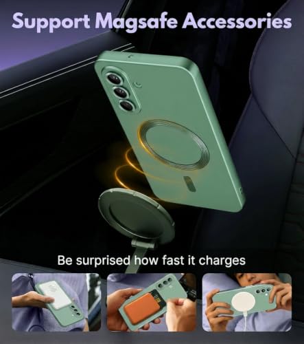 Image of DIZORO Samsung A37 Case, Compatible with Mag Safe Back Cover, Matte Luxury Metallic Luster Flexible TPU Wireless Charging Shockproof Case with Camera Protector (Metallic Silver)