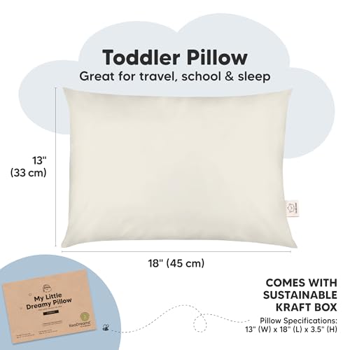 KeaBabies 2-Pack Toddler Pillows 2 Year Old to 5-13x18 Soft Organic Cotton Kids Pillow for Sleeping, Travel, School, Daycare, Nap, Toddler Bed, Machine Washable, Without Pillowcase (Clay)