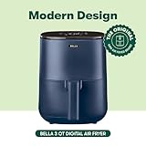BELLA 3 Qt Touchscreen Air Fryer Oven and 5-in-1 Multicooker with Removable NonstickDishwasher Safe Crisping Tray and Basket, 1400 Watt Heating System, Matte Blue