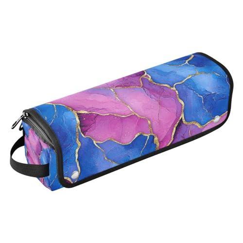 KLL Hair Tool Travel Bag and Heat Resistant Mat Dustproof Travel Hair Straightener Bag for Flat Iron Hot Tools and Haircare Accessories, Marble Royal Blue Hot Pink
