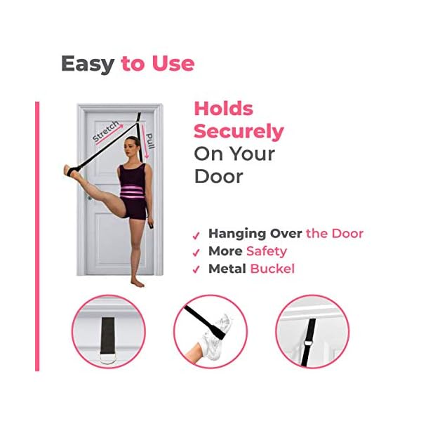 Leg Stretching Strap – Adjustable Ballet Stretch Strap with Door Anchor to Improve Flexibility, Easy to Install Flexibility Equipment Stretching Trainer for Ballet, Dance, Yoga, Gymnastics or Cheer