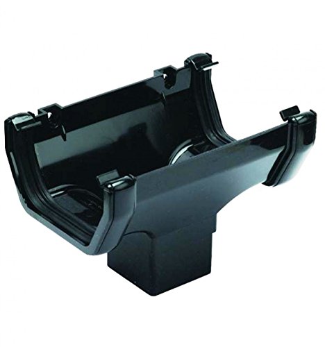 Image of FLOPLAST 114mm Square Gutter Running Outlet - Black - Pack of 2