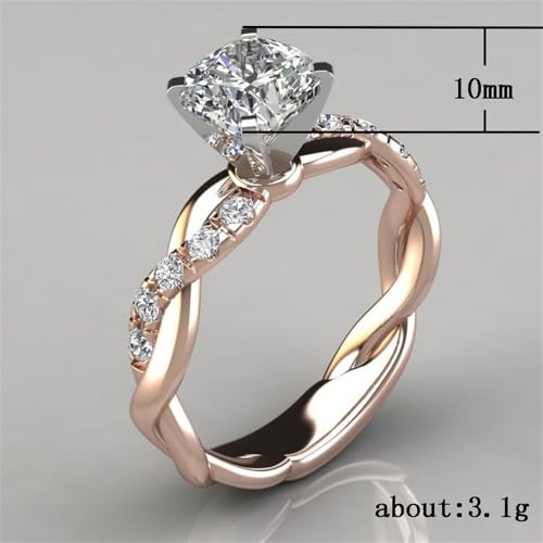 Trendy 4 Claw Zirconia Wedding Band Rings for Women Two-tone Style Engagement Band Accessories3