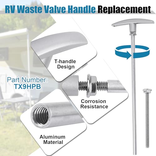 Image of EINDER RV Drain Valve Handle Replacement Waste Valve Extension Tube | Aluminum, 2 Pack