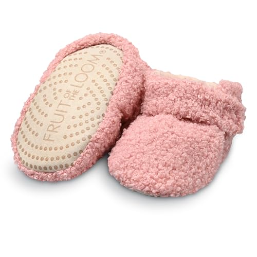 Image of Fruit of the Loom Cozy Thermal Wrap Booties with Non-slip Grips for Baby Girls, Boys, Unisex -